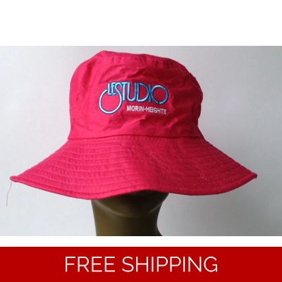 Pink Beach Hat White & Blue Embroid Front Logo M/H